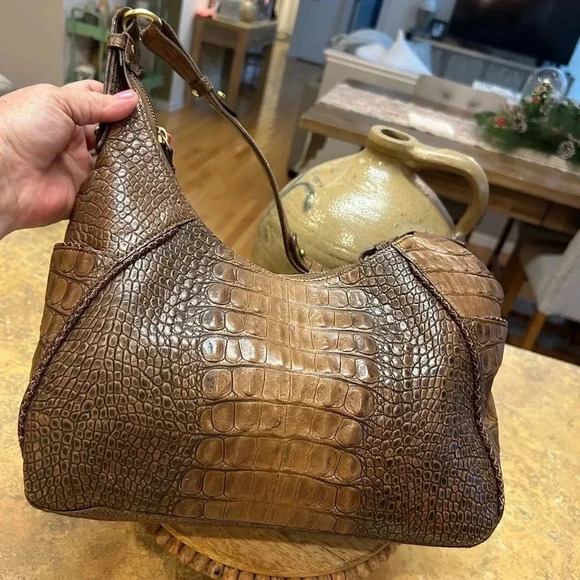 Brahmin Toasted Almond Anne Croc Handbag - Picture 8 of 16